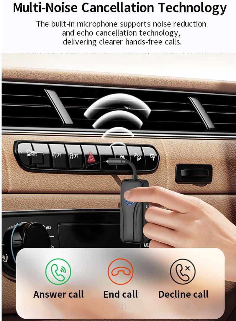  أورا سيليكت جهاز إرسال واستقبال صوت Bluetooth 6.0 بلوتوث 6.0 2 في 1، محول Aux مقاس 3.5 مم، وصلة مزدوجة، بطارية 18 ساعة، للتلفزيون/جهاز كمبيوتر شخصي/سيارة إلى سماعات رأس/مكبرات صوت لاسلكية - Image 5